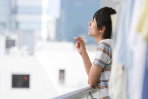 Smoking on balcony